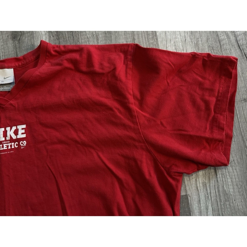 Vtg 90s Nike Womens V-Neck T-Shirt Center Swoosh Red Made In USA Tee Size XL‎ - Picture 5 of 11